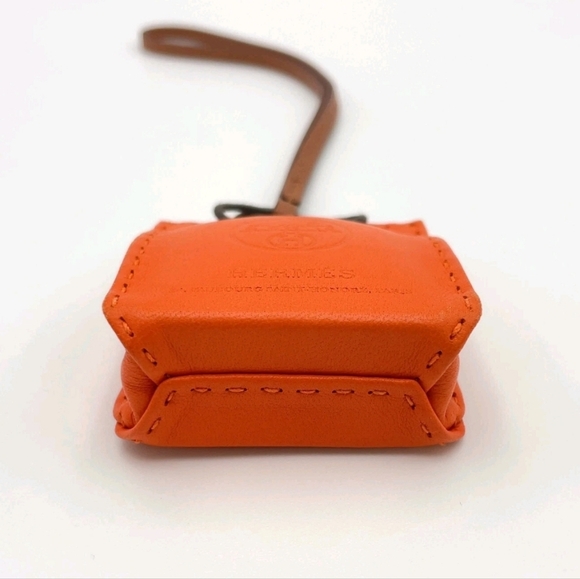 🔥 Hermès Sac Anjou Milo Shopper Bag Orange Y Engraved Bag Charm + Wrapping - Picture 8 of 16